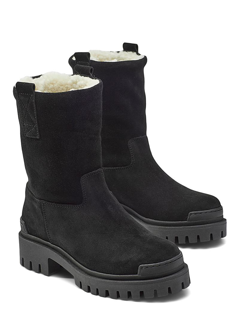 Simons Black Black suede winter boots for women