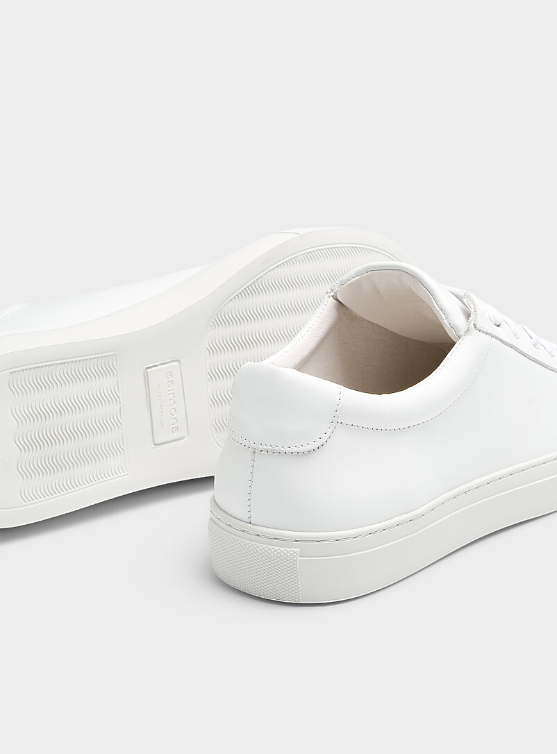 Simons: Le sneaker court minimaliste cuir Homme Blanc pour homme