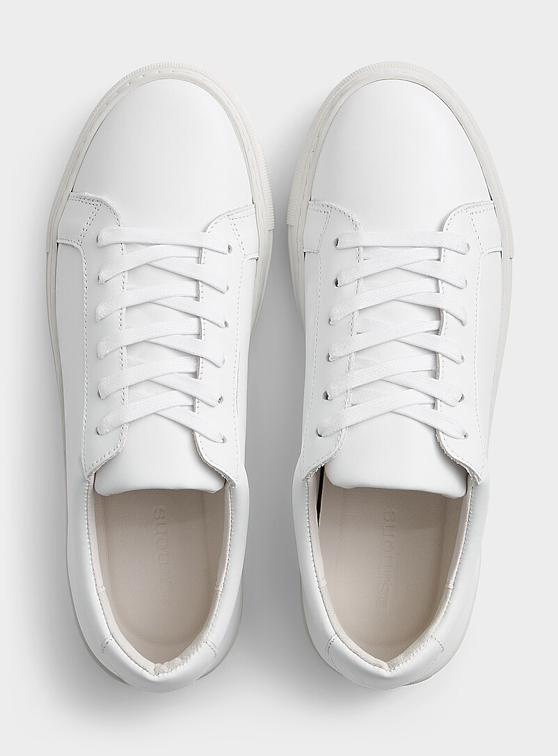 Simons: Le sneaker court minimaliste cuir Homme Blanc pour homme