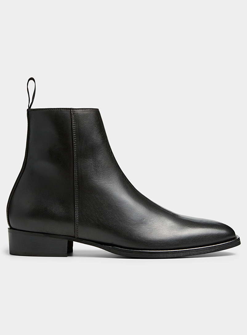 Simons Black Sleek zipped dress boots Men for men