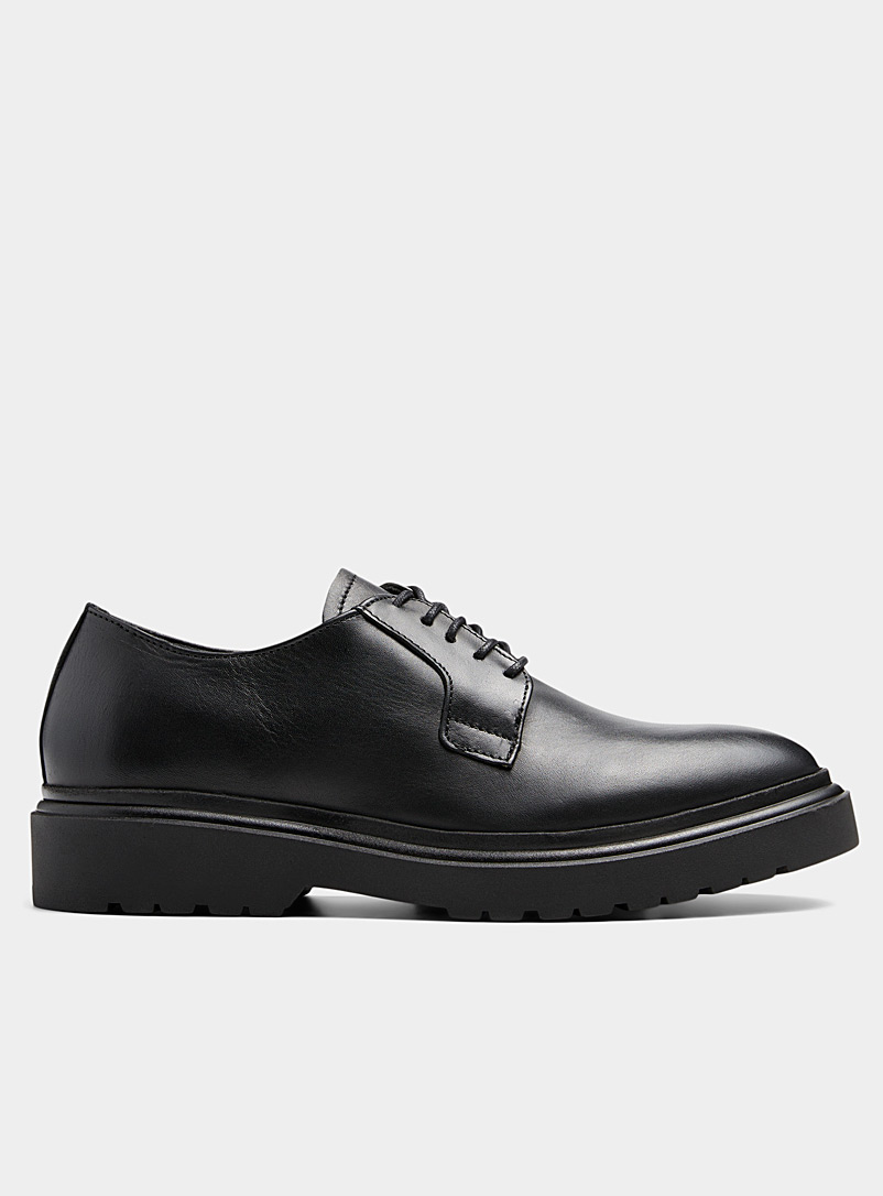 Simons Black Chunky matte leather blucher shoes Men for men