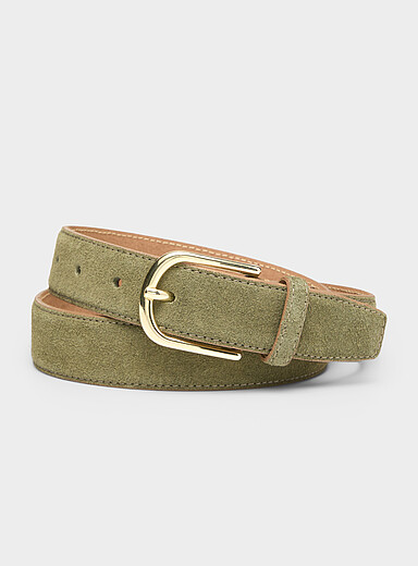 Metallic D-buckle suede belt
