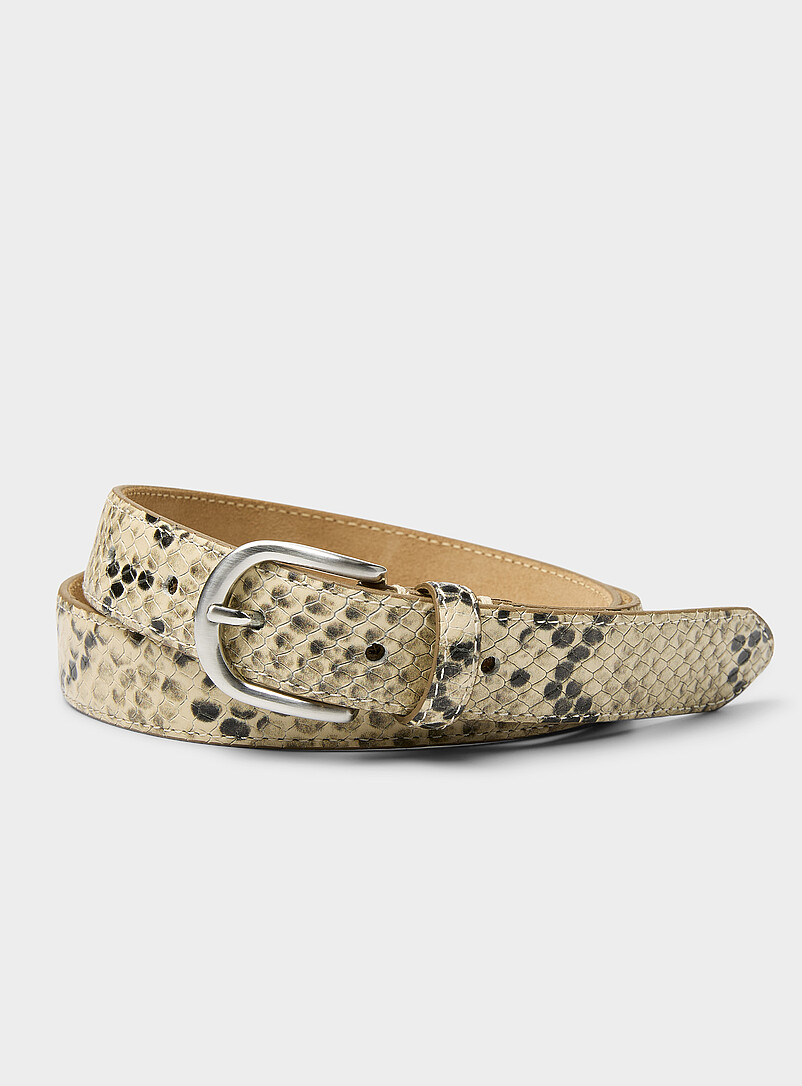 Snake Pattern Belt Metallic-buckle snake-pattern leather belt | Simons | Women's Belts ...