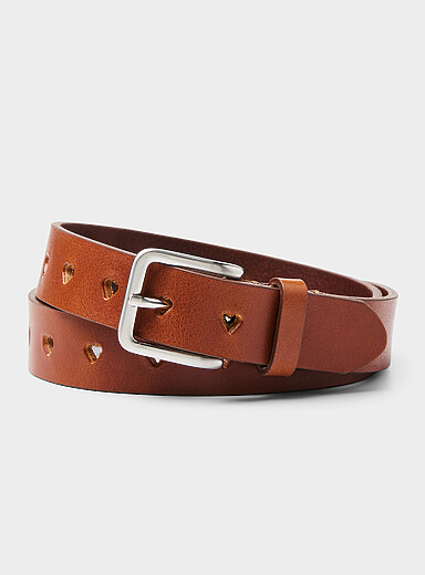 La ceinture cuir crans en c&oelig;ur 