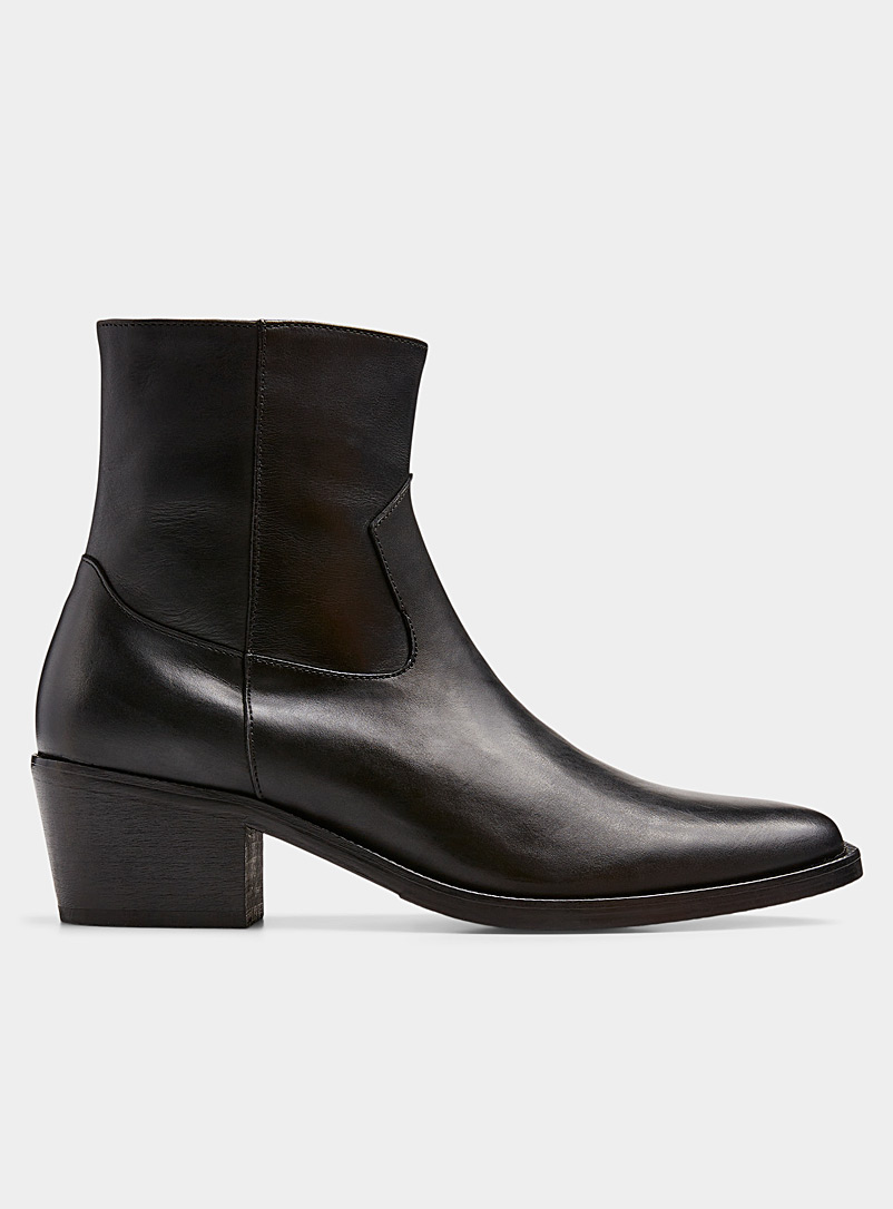 Simons Black Short leather Western boots Men for men