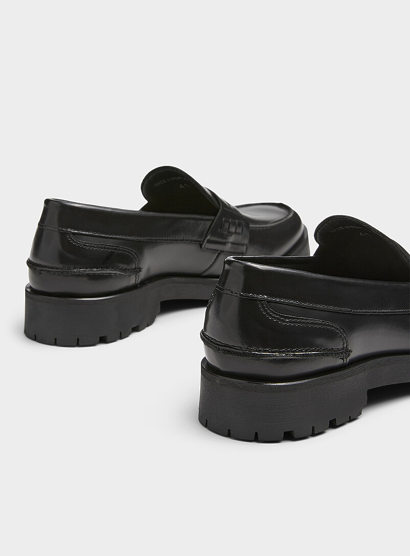 Simons: Le fl&acirc;neur penny cuir lustr&eacute; Homme Noir pour homme