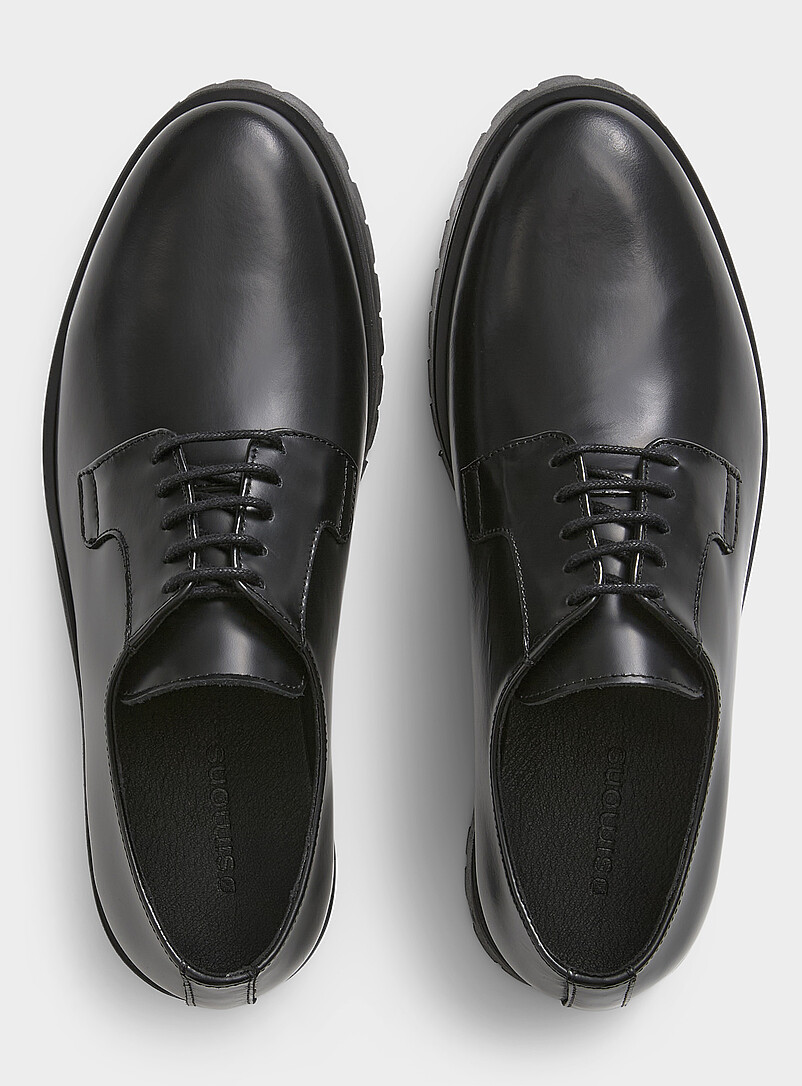 Simons Black Glossy leather derby shoes Men for men