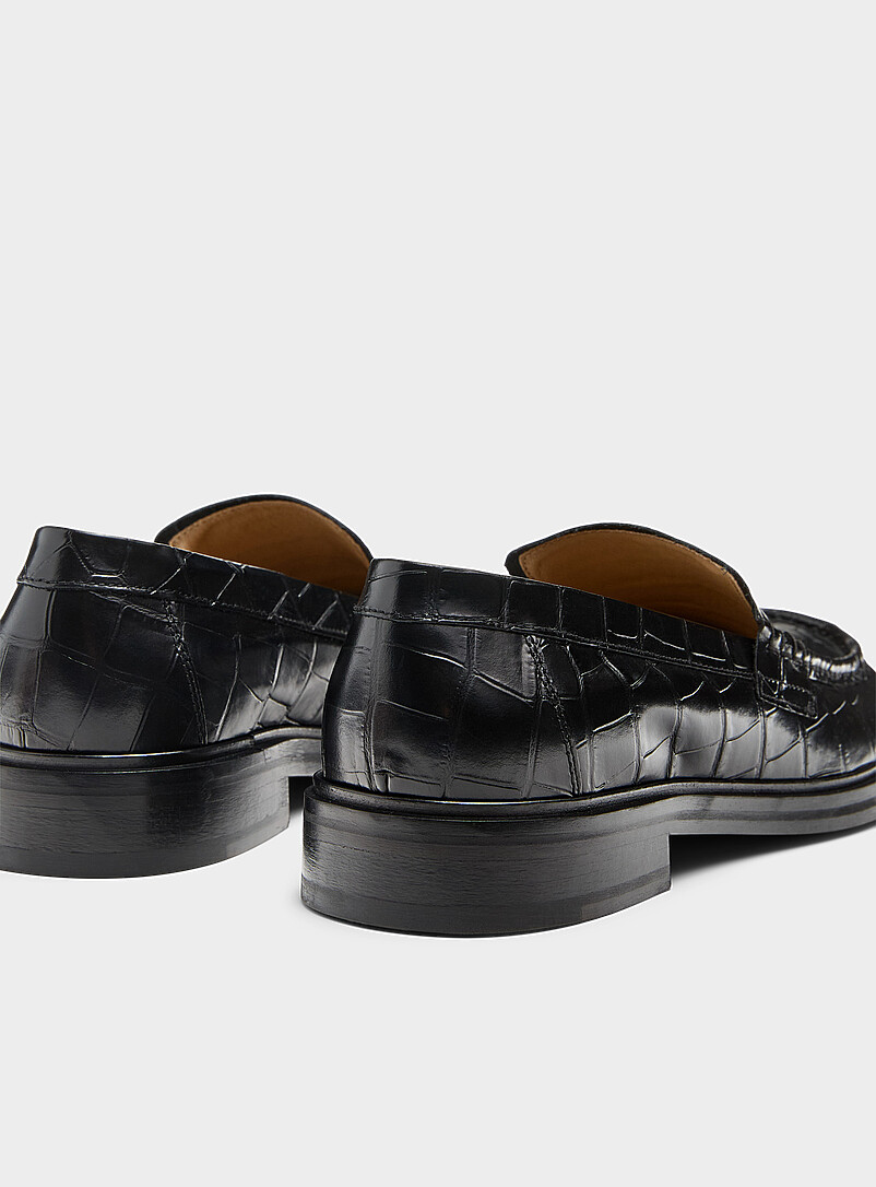 Simons: Le fl&acirc;neur penny Santiago croco Homme Noir pour homme