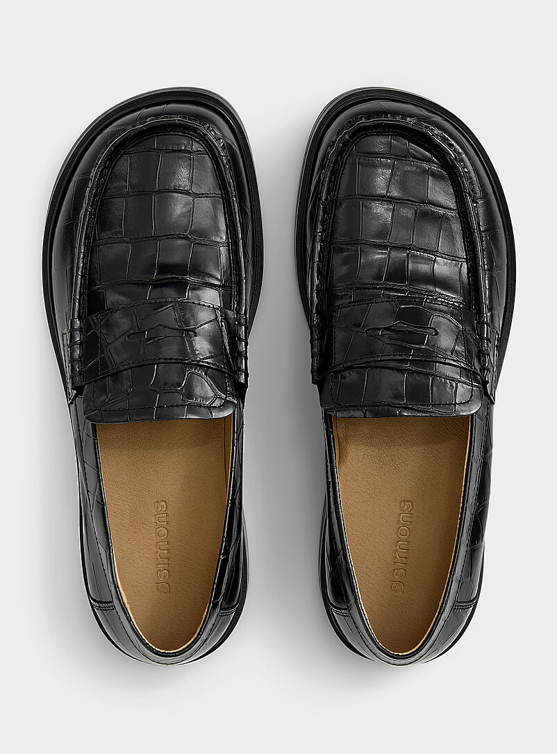 Simons: Le fl&acirc;neur penny Santiago croco Homme Noir pour homme
