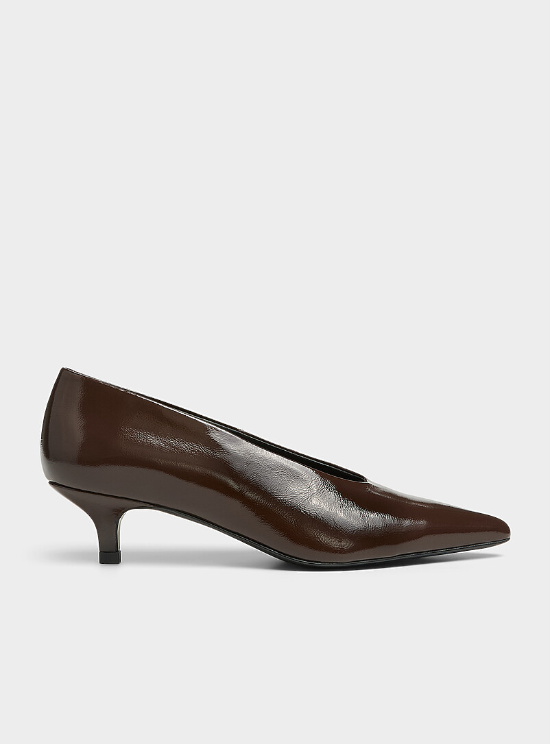 Simons Ivory/Cream Beige Patent leather kitten heel pumps <b>Made in Portugal</b> Women for women