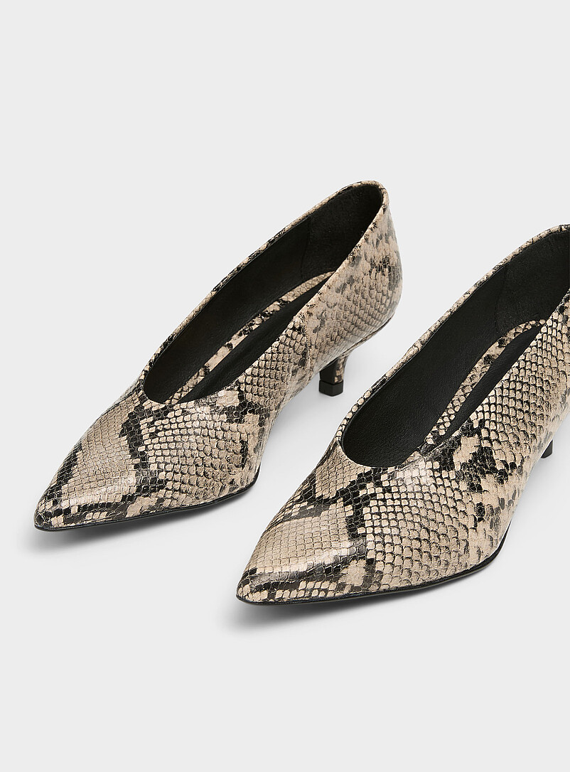 Simons: L'escarpin petit talon cuir serpent <b>Fait au Portugal</b> Femme Serpent pour femme