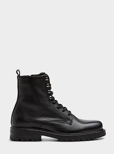 Simons Black Leather lace-up boots Men for men