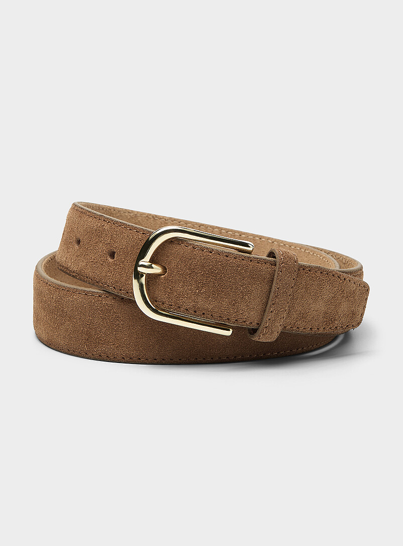 Metallic D-buckle suede belt product image (primary)
