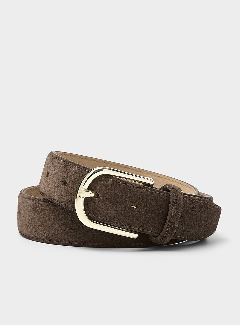 Metallic D-Buckle Suede Belt