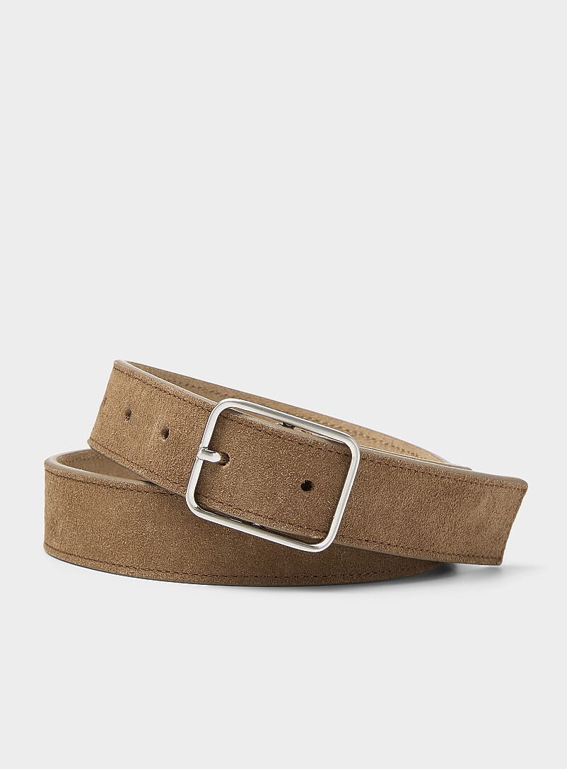 Silver square buckle suede belt product image (primary)