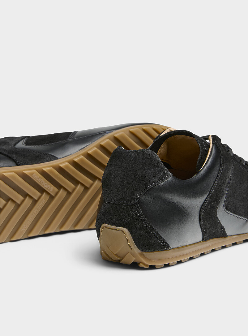 Black leather and suede low sneakers Men product image 2