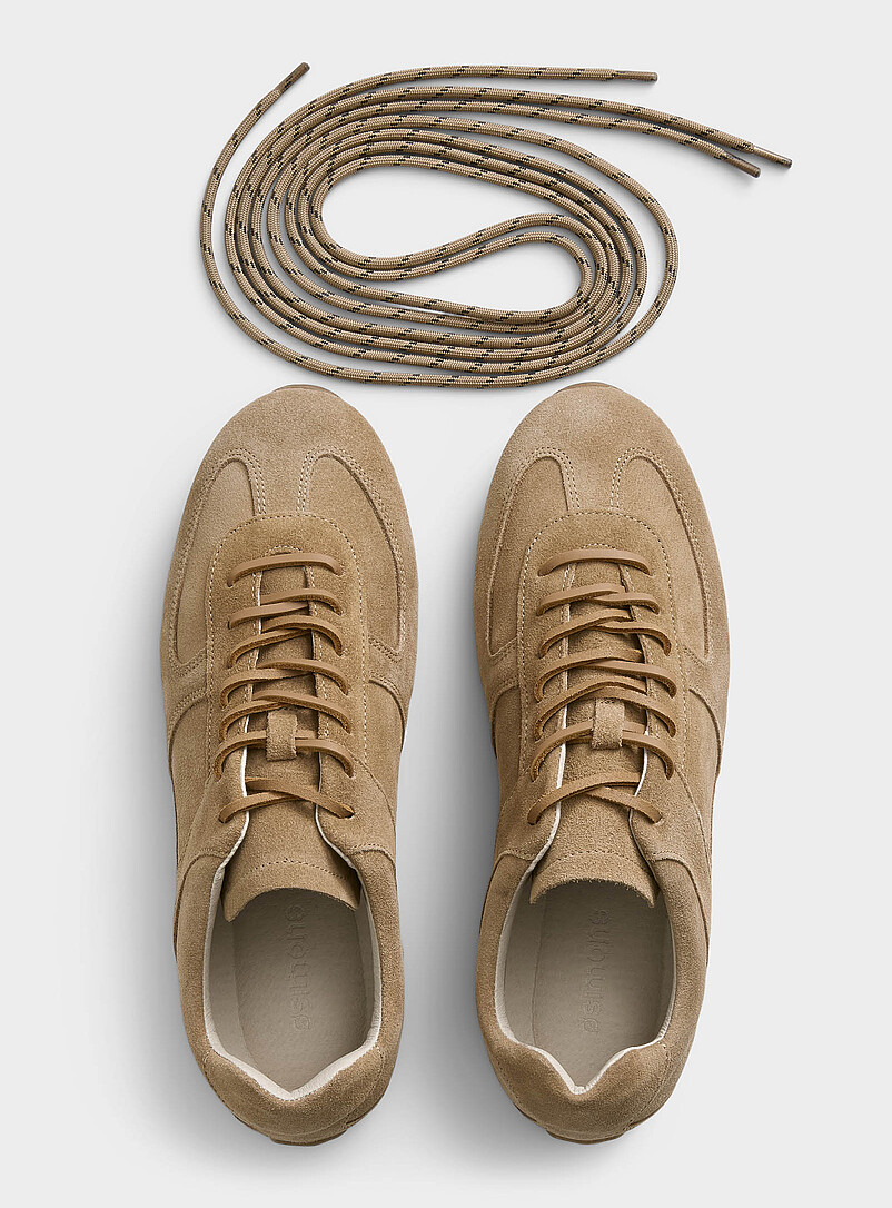 Beige suede low-top sneakers Men product image 3