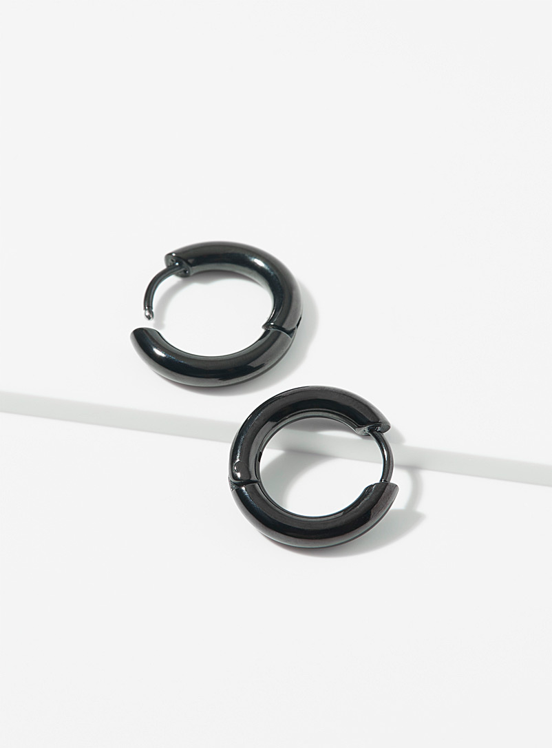 Simons: Les anneaux métalliques monochromes Noir pour femme