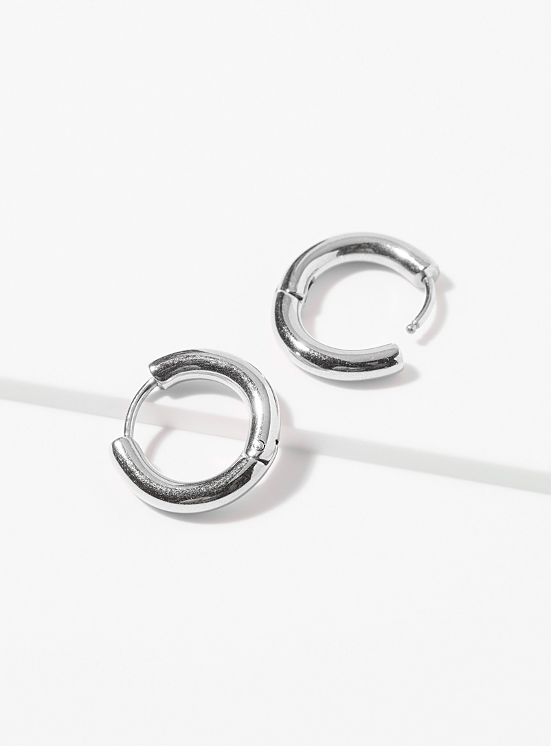 Simons Silver Monochrome metallic hoops for women