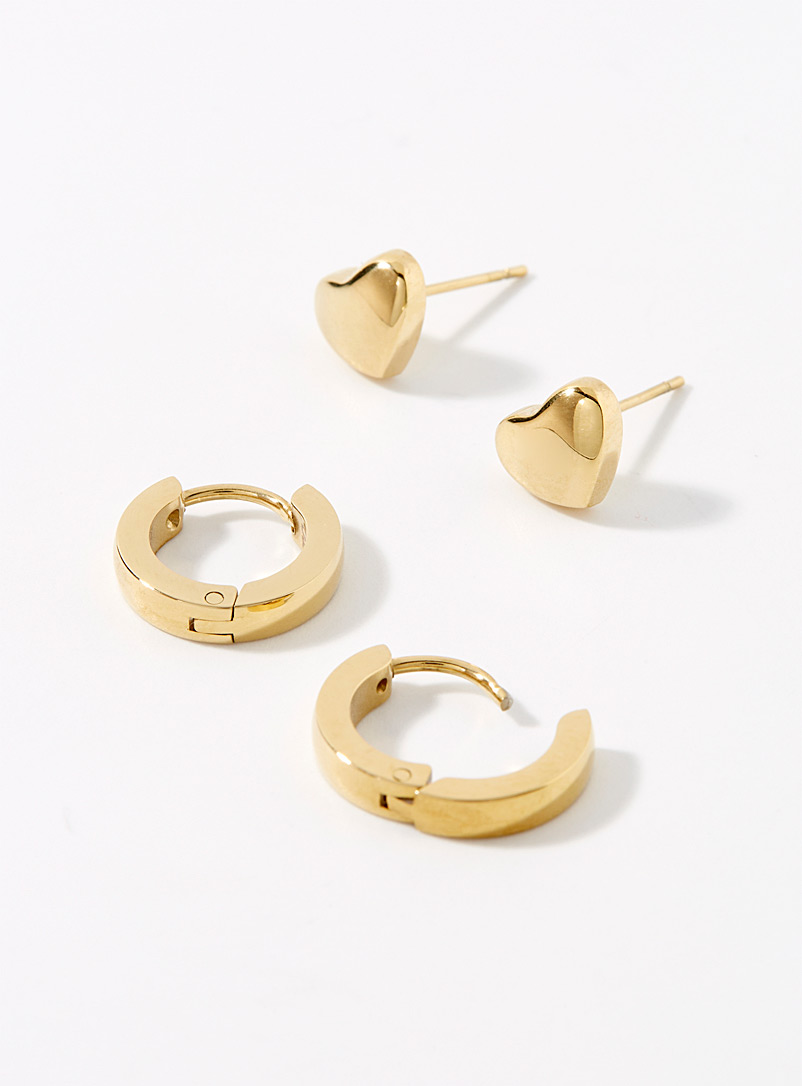 Twenty Compass x Simons Assorted Love heart earrings Set of 2 for women