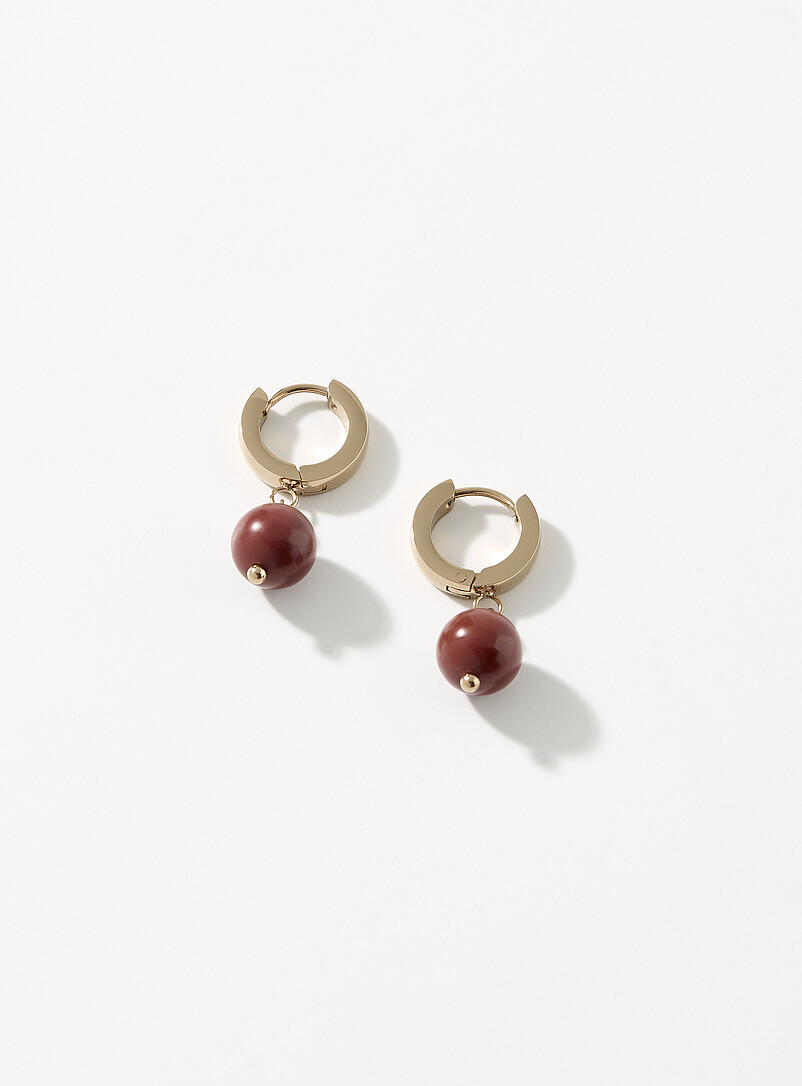 Trio De Boucles D'oreilles Isa - Résine Rouge Et Métal Doré, Sans Nickel, Neuf Avec étiquettes