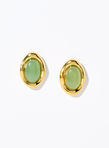 Green aventurine stone earrings <b>Exclusive Simons x Twenty Compass collection</b>