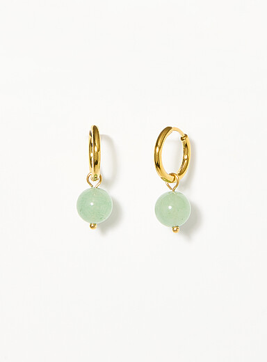 Small green aventurine hoops <b>Exclusive Simons x Twenty Compass collection</b>