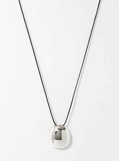 Shimmery oval pendant cord necklace <b>Exclusive Simons x Twenty Compass collection</b>