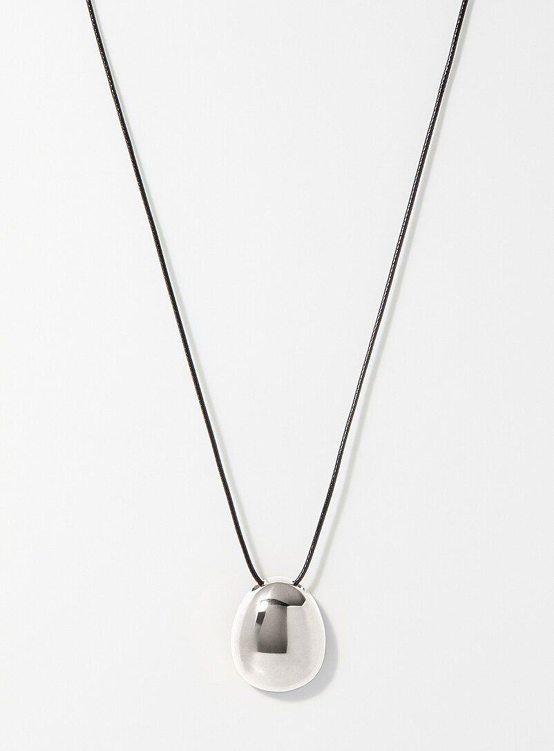 Shimmery oval pendant cord necklace Exclusive Simons x Twenty Compass collection product image (primary)