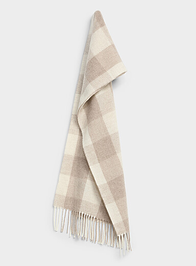 Écharpe Homme à Carreaux – Laine, Franges, 180x30 Cm, Neuve Avec étiquettes