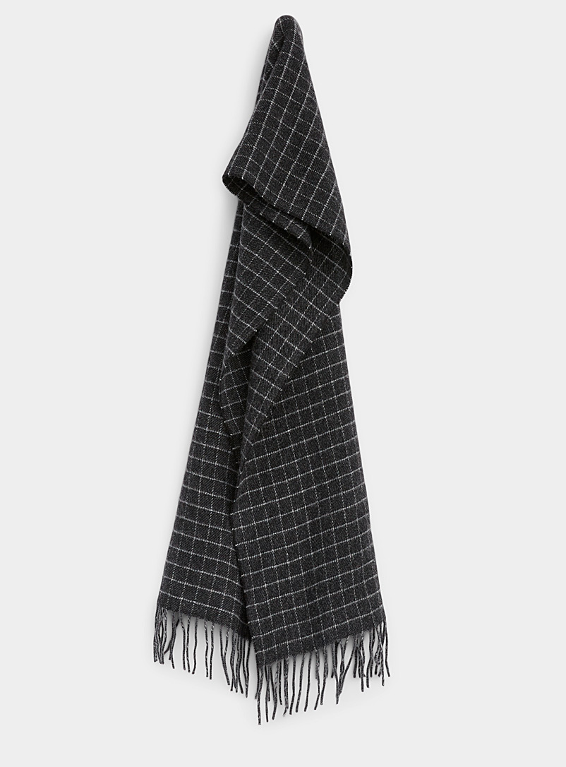 Le 31 Charcoal Mini windowpane check scarf for men