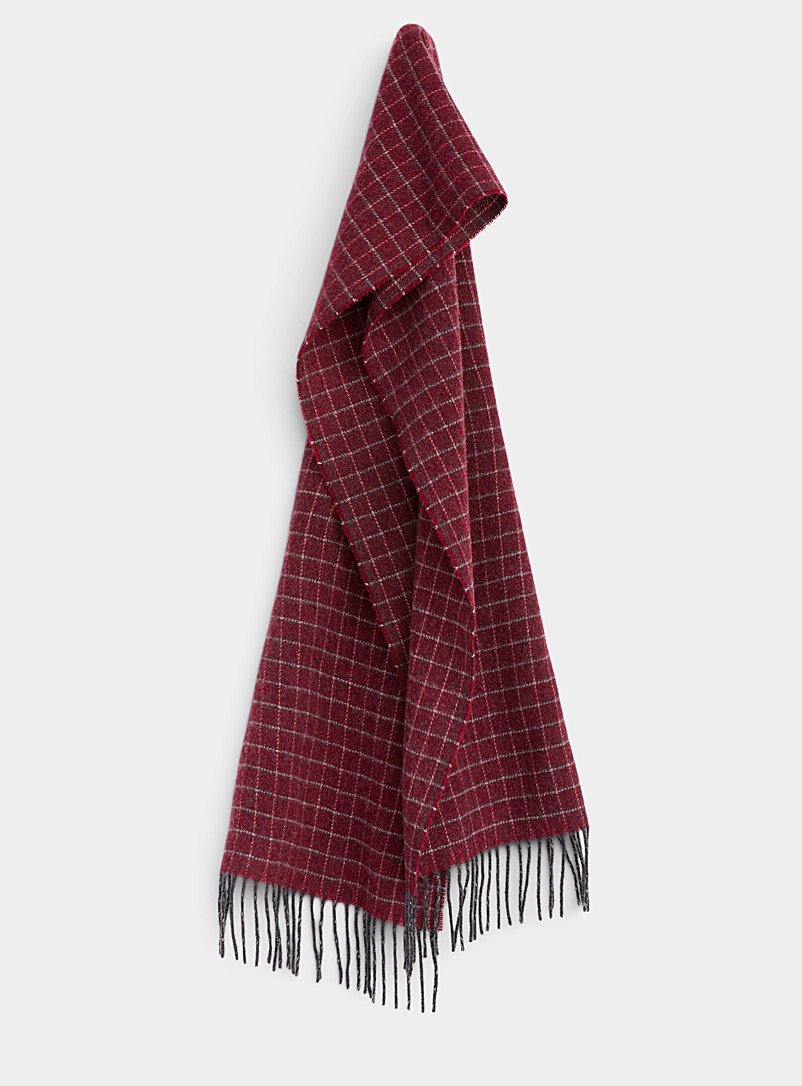 Le 31 Burgundy Mini windowpane check scarf for men
