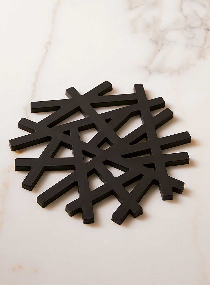 Simons Maison Black Modern lattice silicone trivet 17 x 17 cm