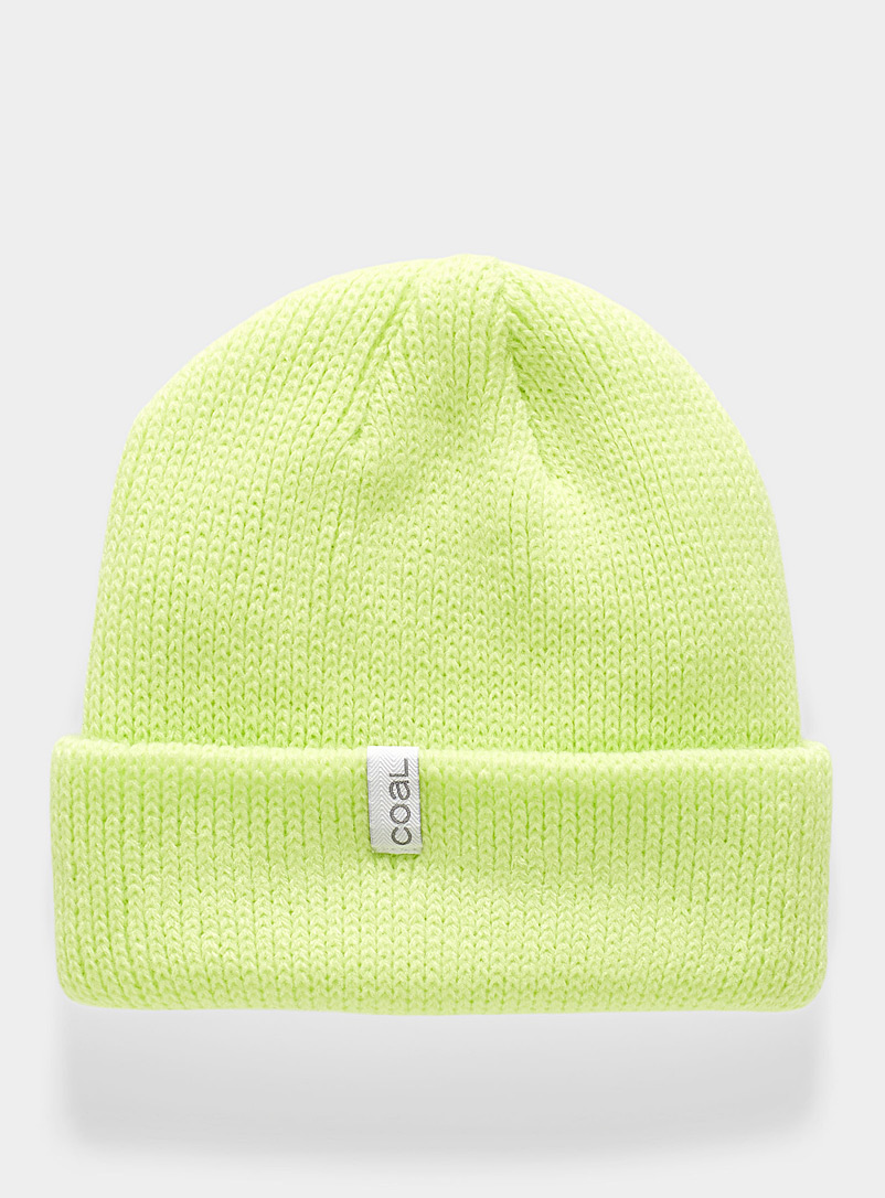 Coal Lime Green Frena solid minimalist tuque for men