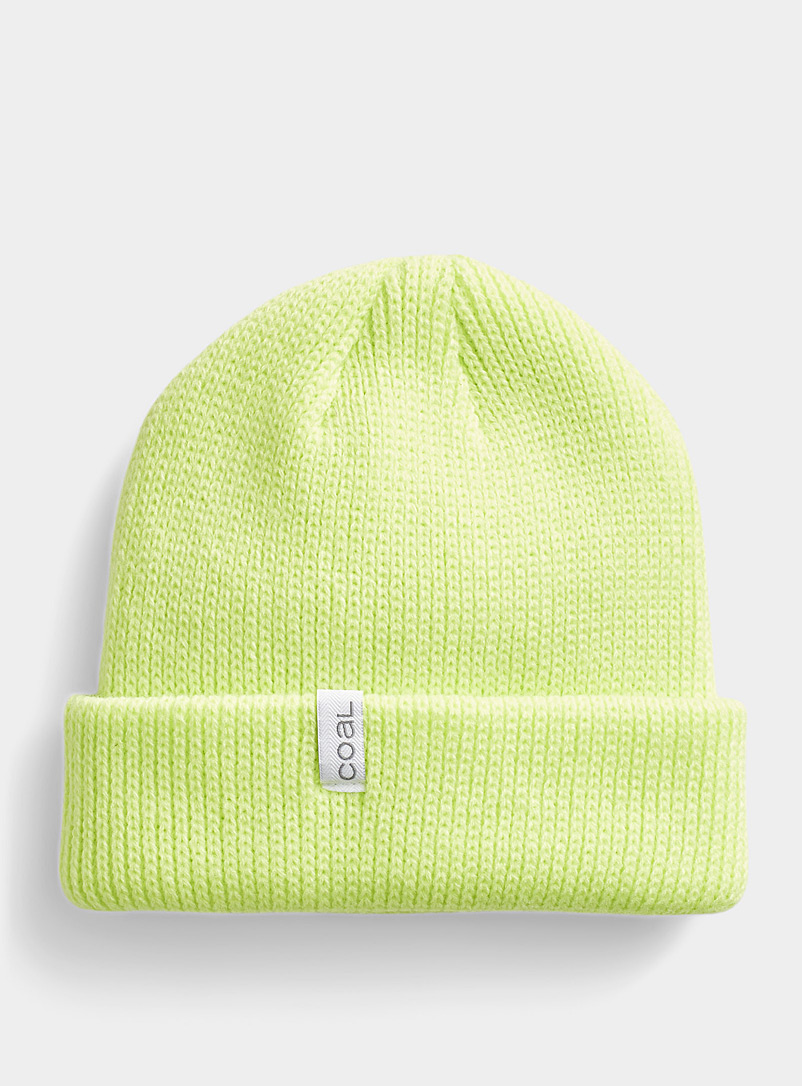 Coal Lime Green Frena solid minimalist tuque for women