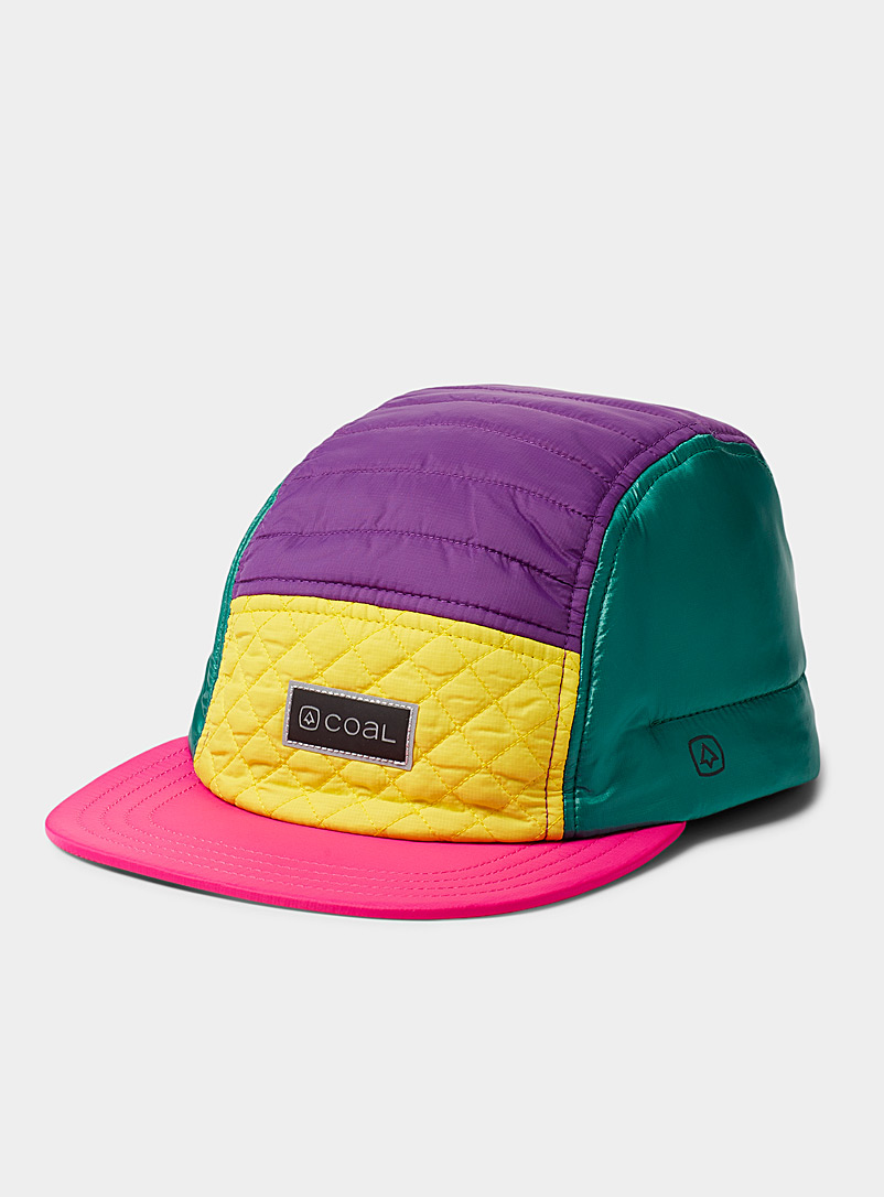 Colourful quilted block cap | Coal | | Simons