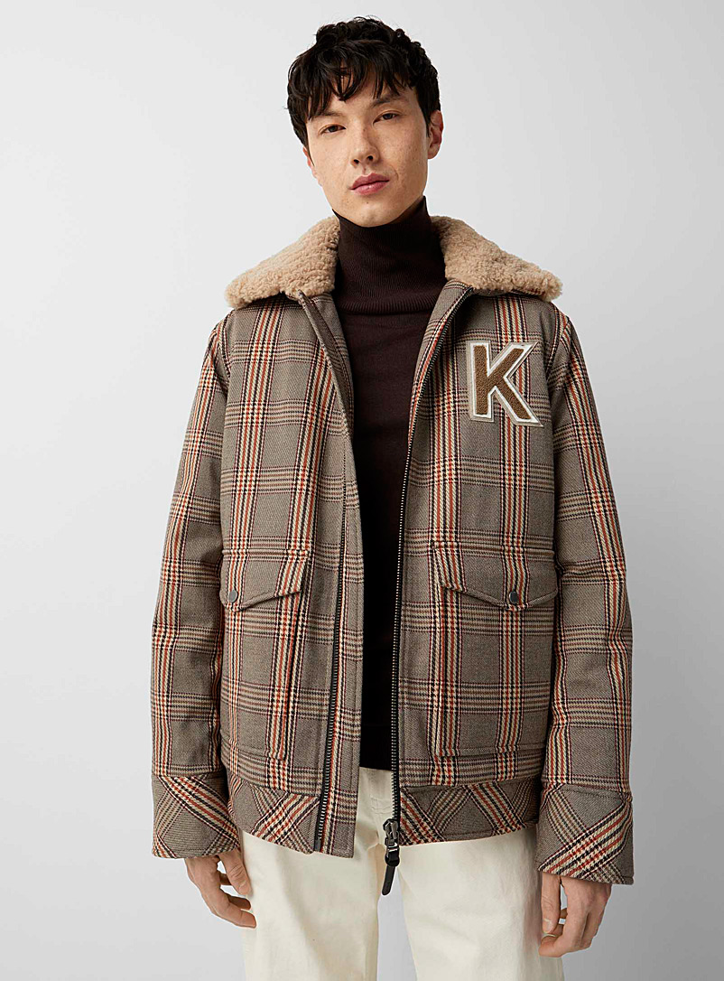 Kanuk Patterned Brown Burnaby Prince of Wales coat for men