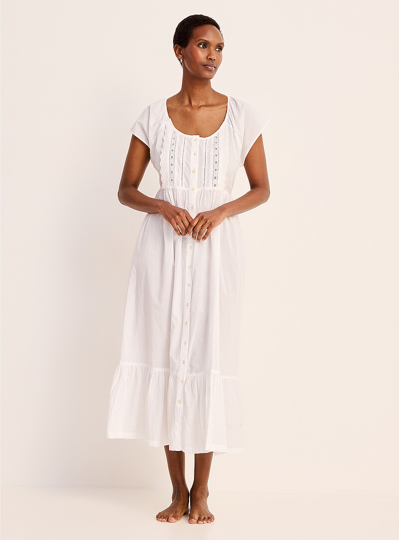 Embroidered Ruffled Loose Nightshirt