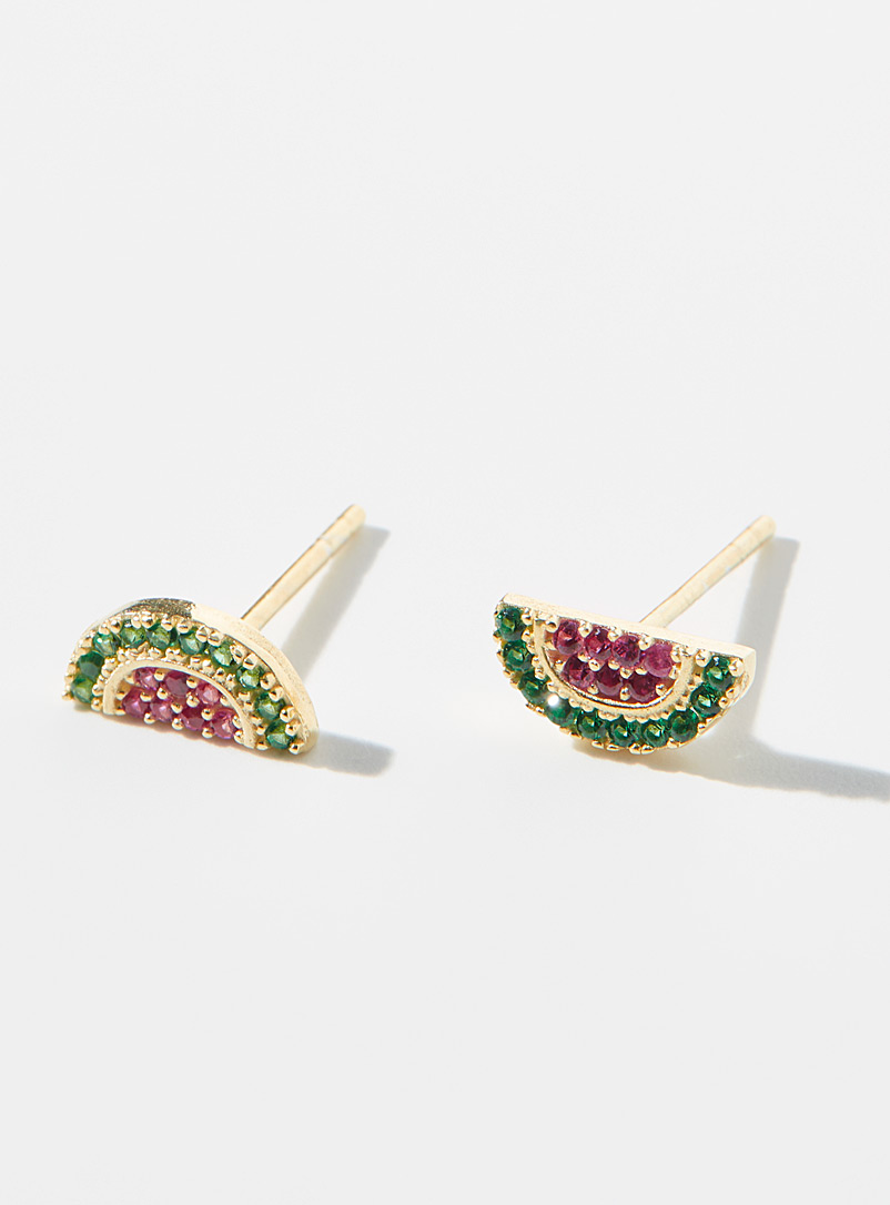 Tai Patterned Yellow Small watermelon earrings for women