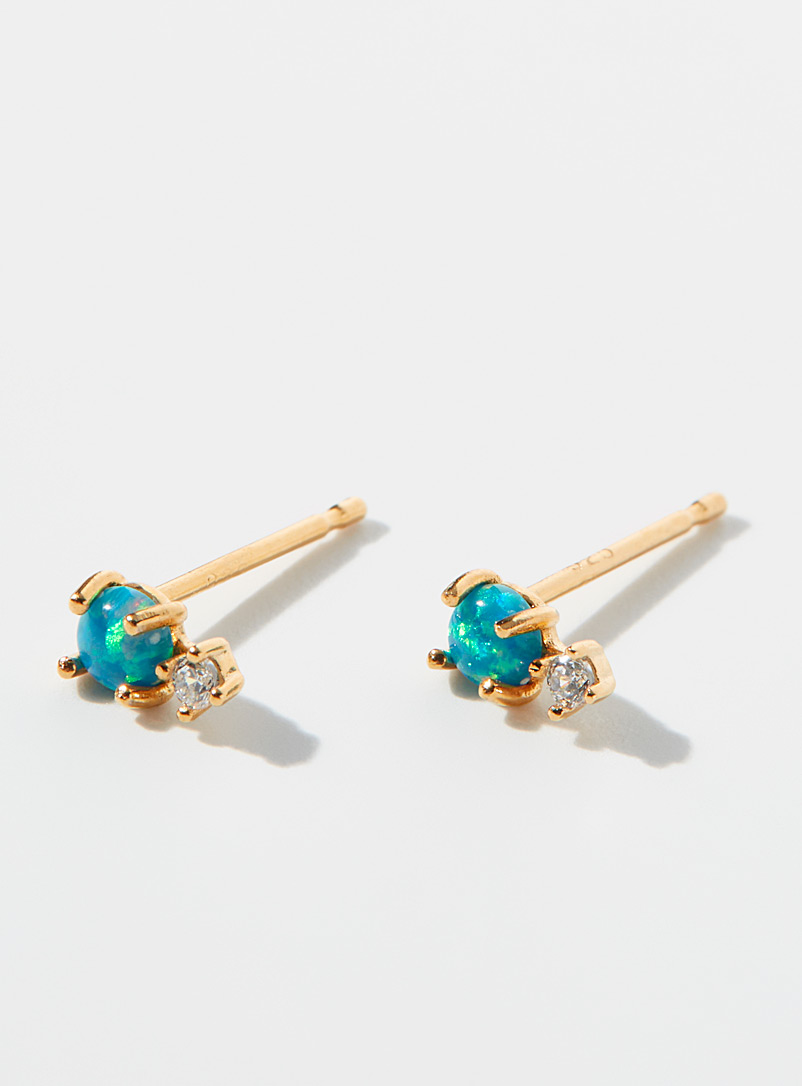 Tai Patterned Yellow Turquoise stone earrings for women