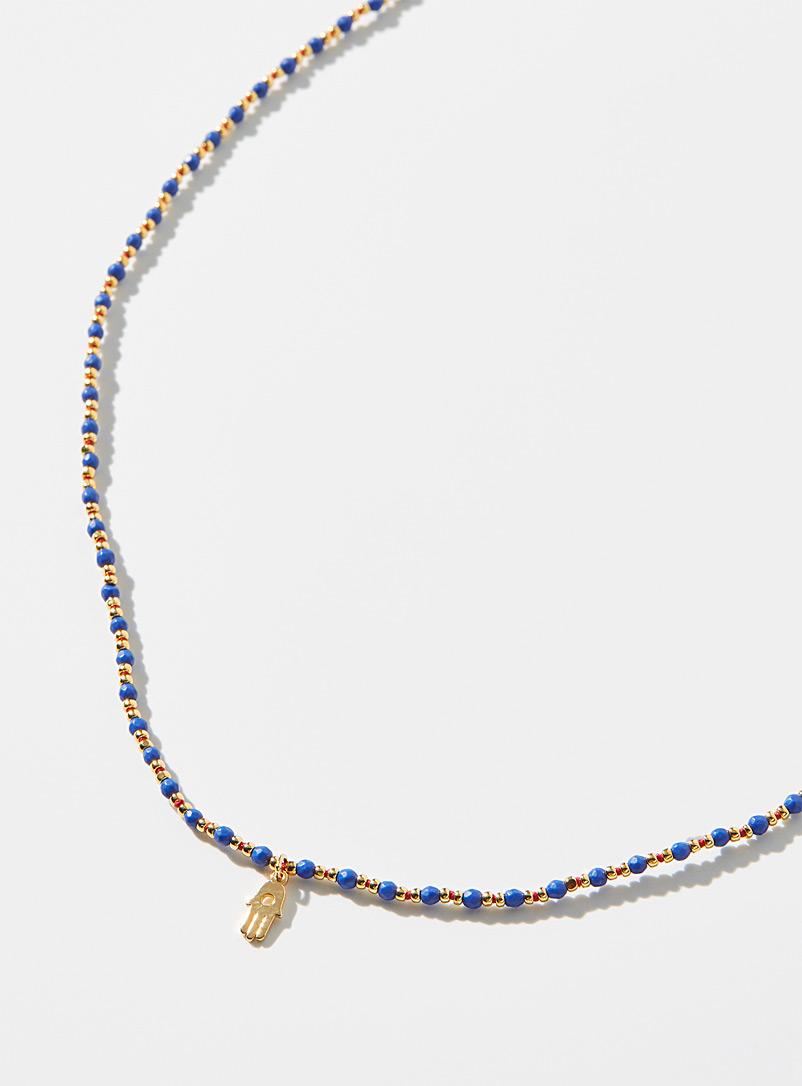 Tai Patterned Yellow Lapis lazuli stone necklace for women