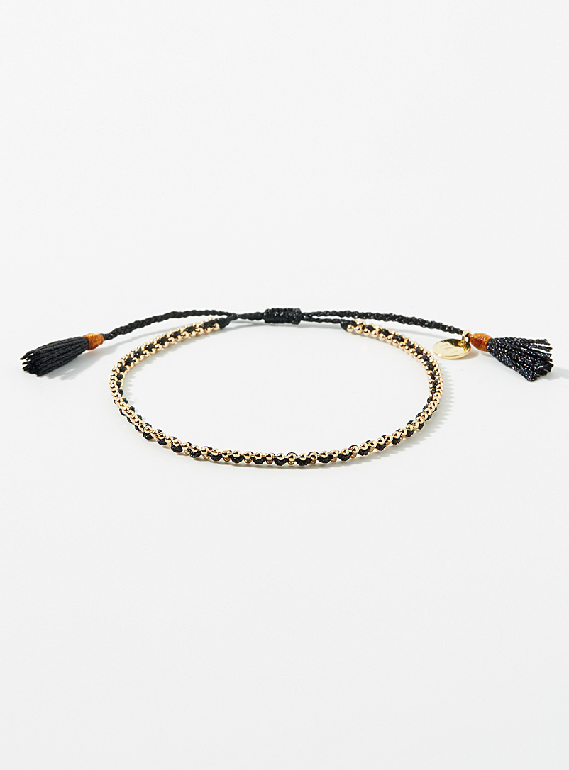 Tai: Le bracelet corde tressée Noir pour femme