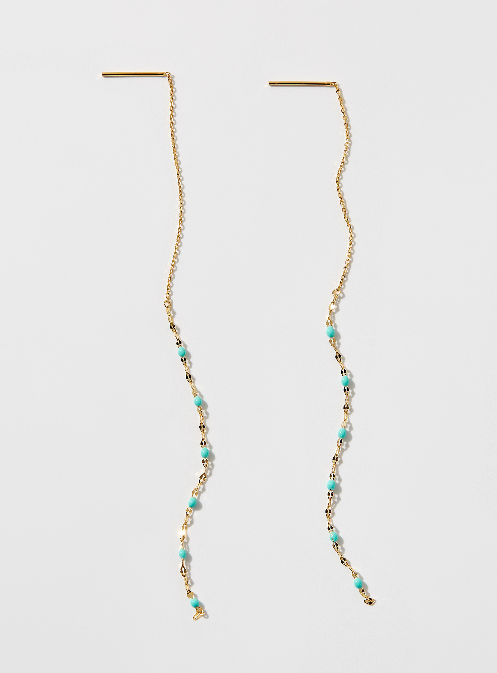 Tai Long Turquoise Bead Earrings In Gold