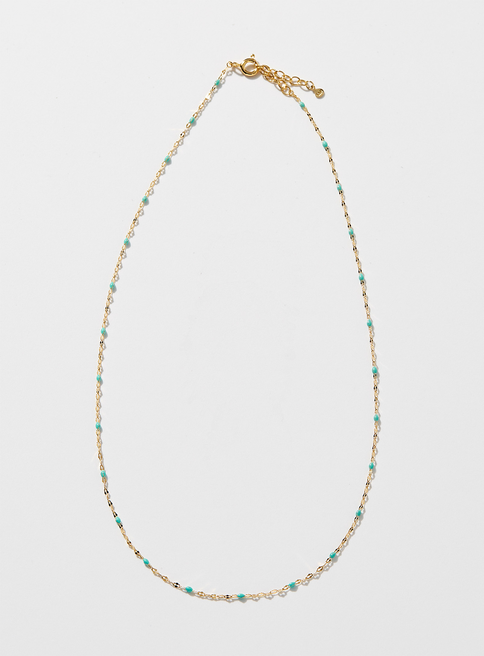 Tai Thin Turquoise Bead Chain In Gold