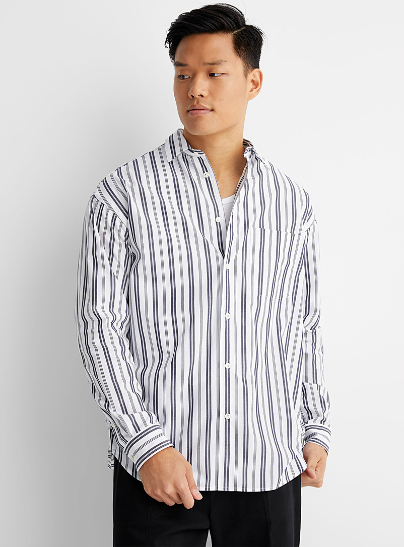 Samsøe & Samsøe Blue Organic cotton vertical-stripe shirt for men