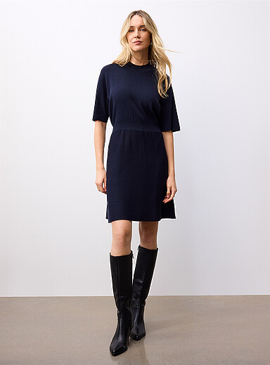 Sams&oslash;e  Sams&oslash;e Navy/Midnight Blue Satatiana silky knit mock-neck dress for women