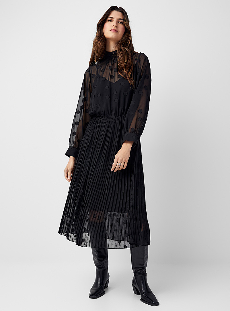 Samsøe  Samsøe: La robe diaphane à pois Valentin Noir pour femme