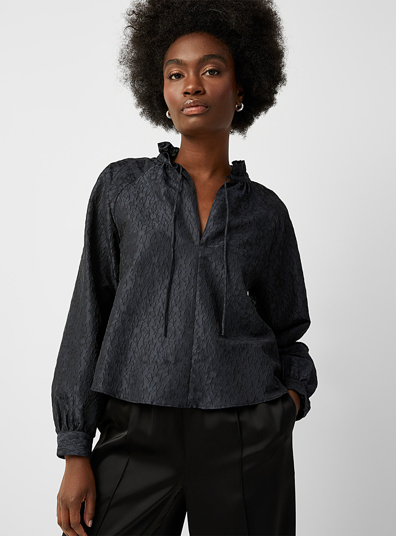 Samsøe  Samsøe: La blouse jacquard floral en relief Noir pour femme