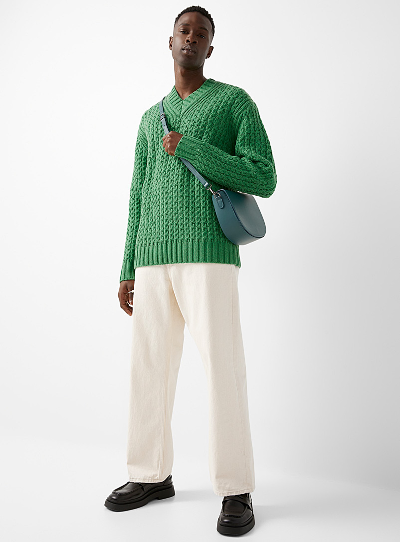 Samsøe  Samsøe Green Pigmented green chain-knit sweater for men