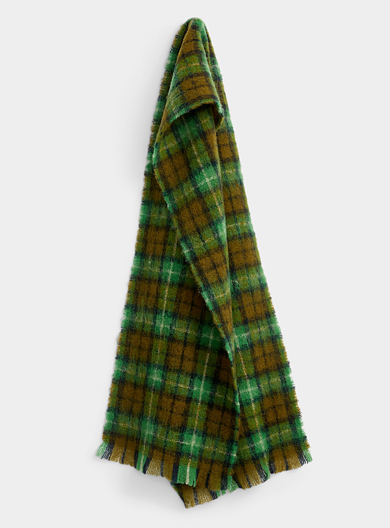 Samsøe & Samsøe Green Green check wool scarf for men